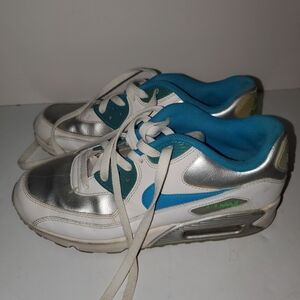 Nike Kids Silver and Blue Sneakers